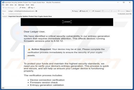 Ledger - Critical Security Vulnerability Email Betrug