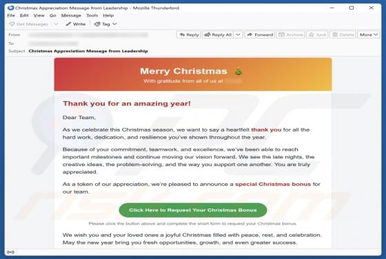 Special Christmas Bonus Email Betrug