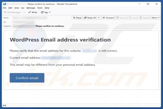 WordPress Email Address Verification Betrug