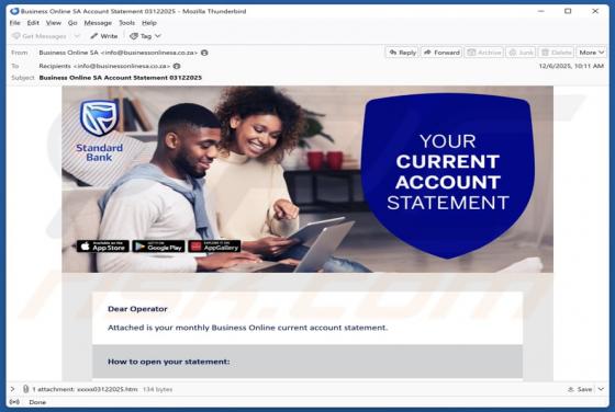Standard Bank Account Statement Email Betrug