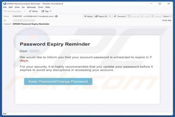 Password Expiry Reminder Email Betrug