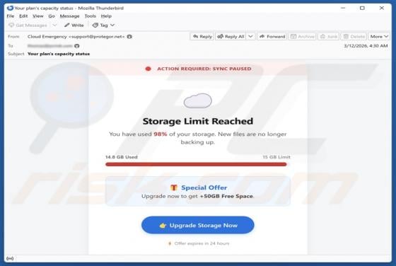 Storage Limit Reached Email Betrug