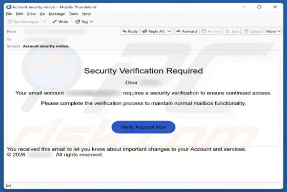 Security Verification Required Email Betrug