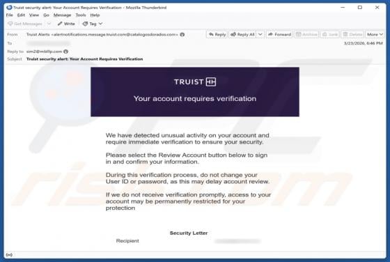 Truist - Account Requires Verification Email Betrug