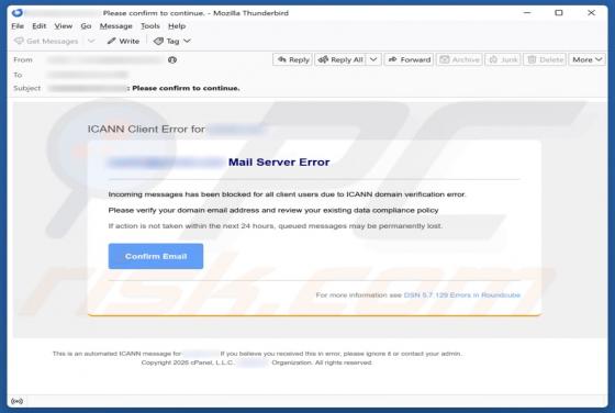 ICANN Client Error E-Mail-Betrug
