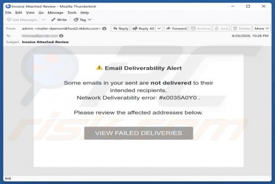 Email Deliverability Alert Betrug