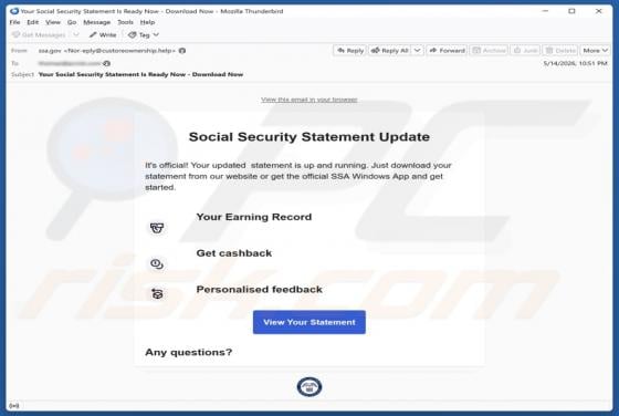 Social Security Statement Update E-Mail-Virus