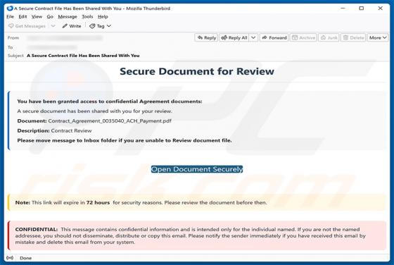 Secure Document For Review E-Mail-Betrug
