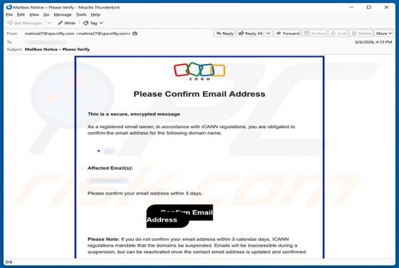 Zoho Email Address Verification Betrug