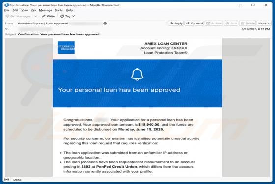American Express - Personal Loan Approved E-Mail-Betrug