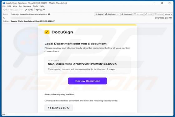DocuSign - Legal Department Document E-Mail-Virus