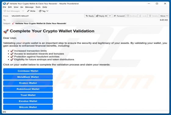 Crypto Wallet Validation E-Mail-Betrug