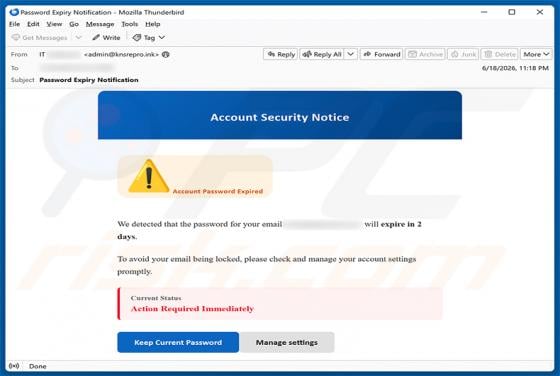 Account Security Notice E-Mail-Betrug