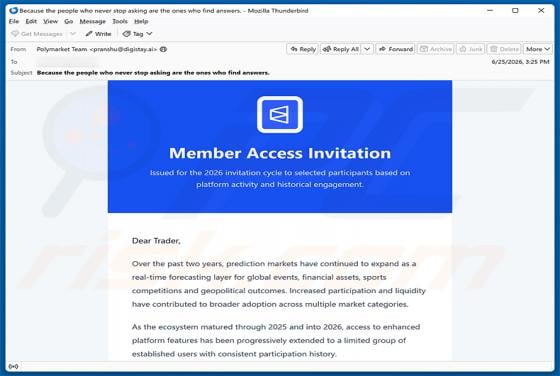 Polymarket Member Access Invitation E-Mail-Betrug