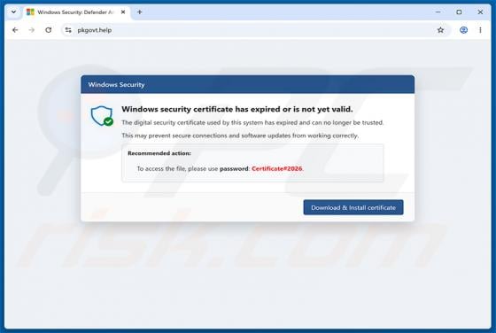 Windows Security Certificate Expired/Invalid POP-UP-Betrug
