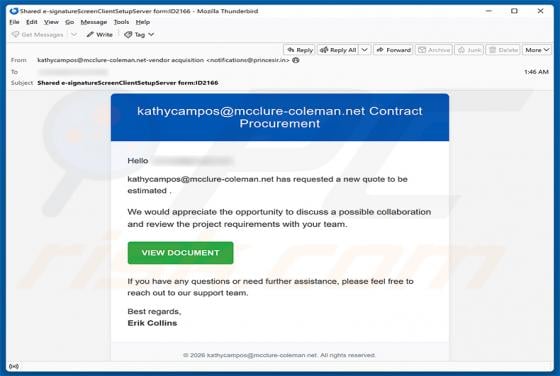 Contract Procurement E-Mail-Virus