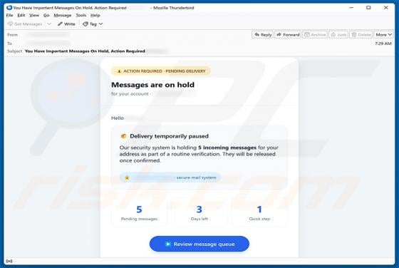 Messages Are On Hold E-Mail-Betrug