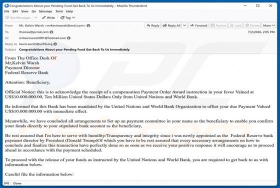 Payment Order Award E-Mail-Betrug