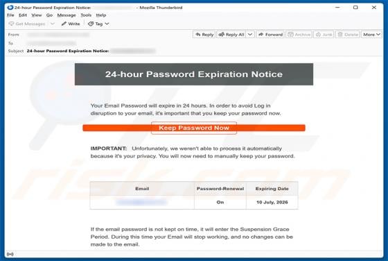 24-Hour Password Expiration Notice E-Mail-Betrug