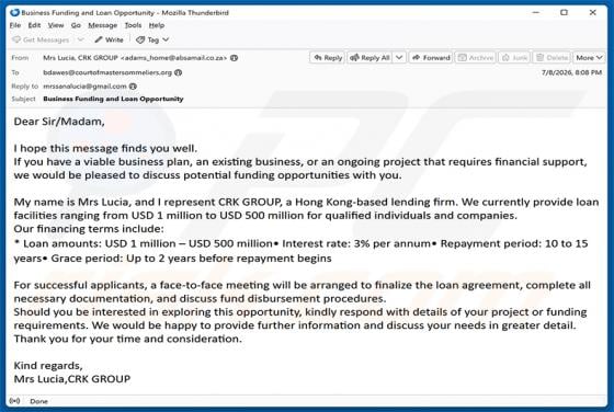 Business Funding Opportunities E-Mail-Betrug