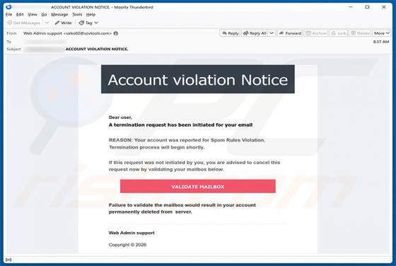 Account Violation Notice E-Mail-Betrug