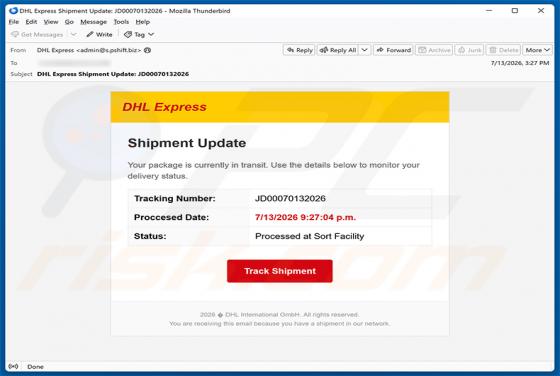 DHL Express Shipment Update E-Mail-Betrug