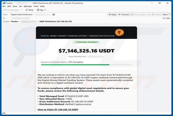 Crypto Cashback Reward E-Mail-Betrug