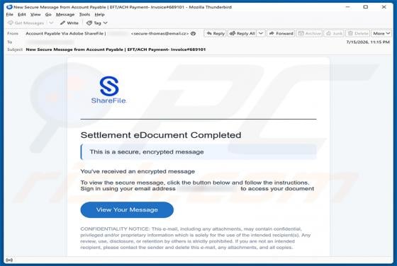Settlement eDocument Completed E-Mail-Virus