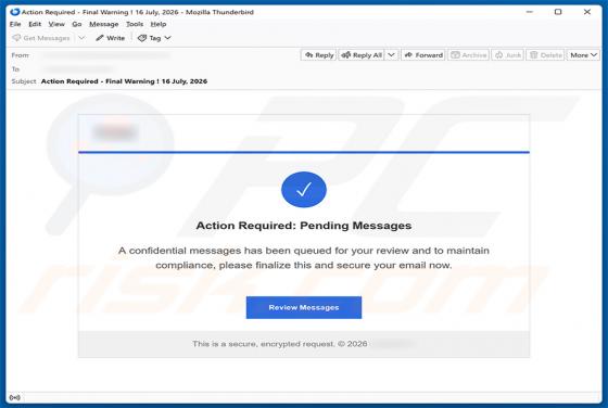 Confidential Messages Queued E-Mail-Betrug