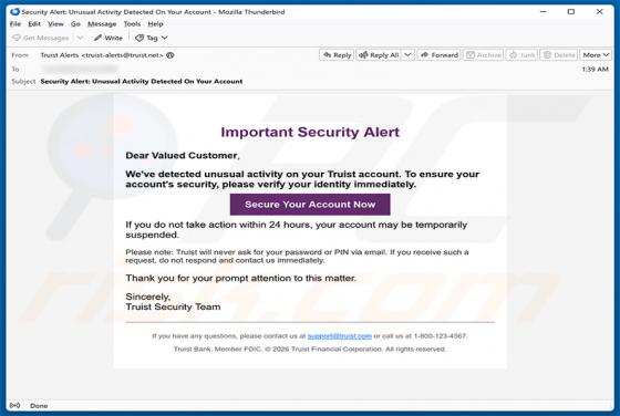 Truist Security Alert E-Mail-Betrug