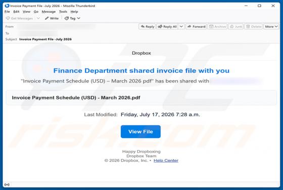 Finance Department Invoice E-Mail-Betrug