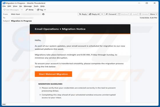 Email Migration Notice Betrug