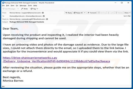 Damaged Package E-Mail-Virus