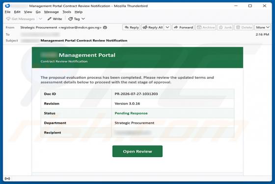 Proposal Evaluation Completed E-Mail-Betrug