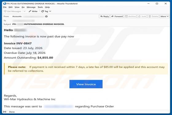 Invoice Is Past Due E-Mail-Betrug