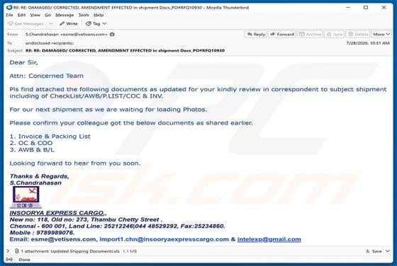 Insoorya Express Cargo Shipment Documents E-Mail-Virus