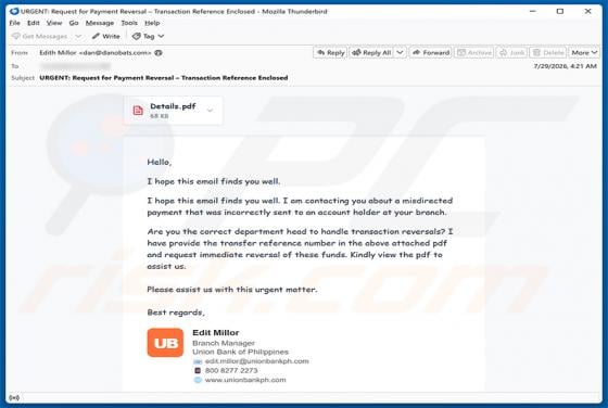 Misdirected Payment E-Mail-Betrug