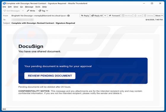 DocuSign Document Is Waiting For Your Approval E-Mail-Betrug