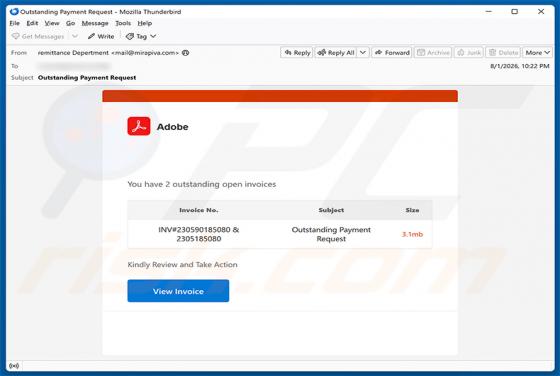 Adobe - Outstanding Invoices E-Mail-Virus