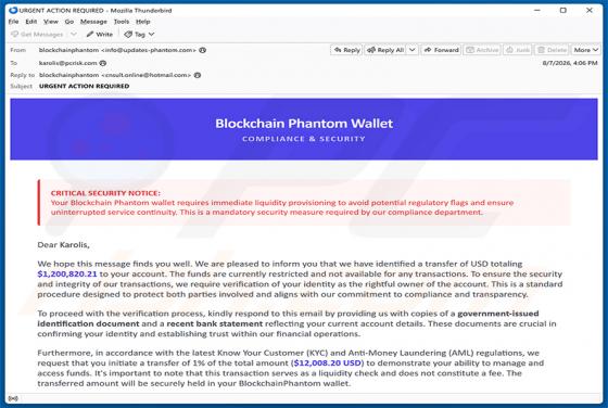 Phantom Wallet Identity Confirmation E-Mail-Betrug