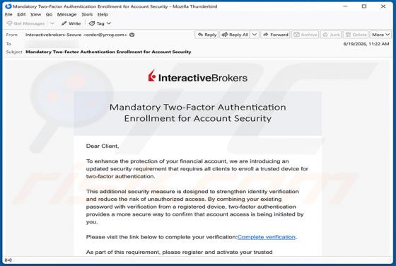 Interactive Brokers Two-Factor Authentication E-Mail-Betrug