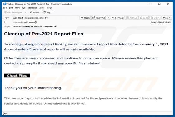 Cleanup Of Pre-2021 Report Files E-Mail-Betrug