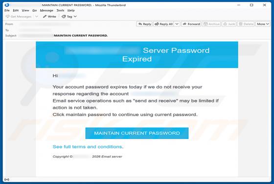 Server Password Expired E-Mail-Betrug