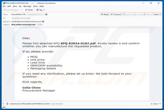 Confirmation Of Request For Quotation (RFQ) E-Mail-Betrug