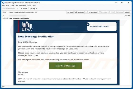 USAA - New Message Notification E-Mail-Betrug