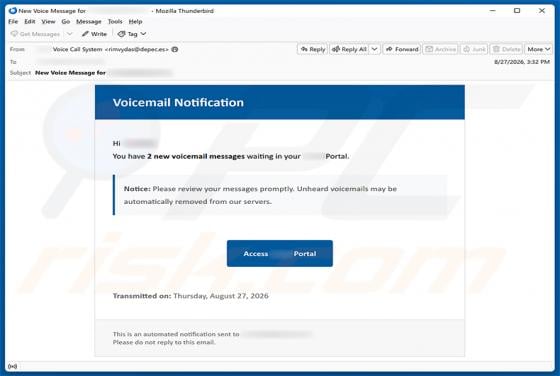Voicemail Notification E-Mail-Betrug