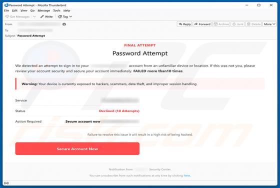 Secure Your Account E-Mail-Betrug