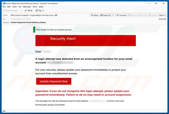 Login Attempt From An Unrecognized Location E-Mail-Betrug