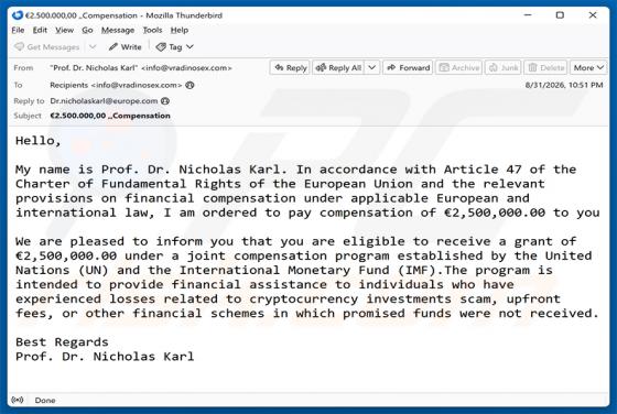 Compensation Program E-Mail-Betrug