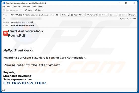 Card Authorization Form E-Mail-Betrug